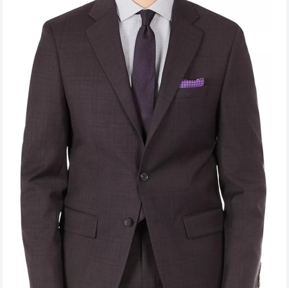 Men's Dark Plum Two-Button Suit Jacket